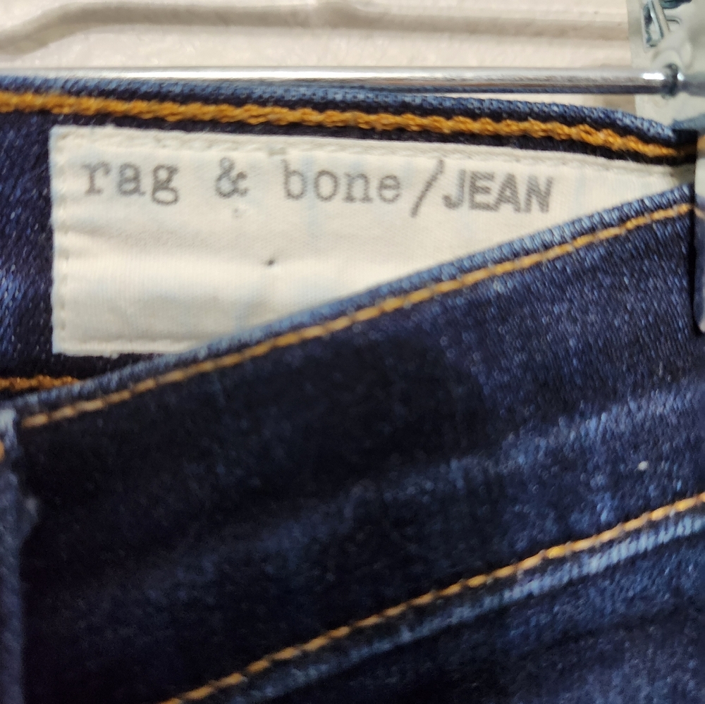 Rag & Bone Low Rise Cigarette Skinny Leg Stretch Dark Denim Jeans Size 26-C34 - Picture 3 of 6